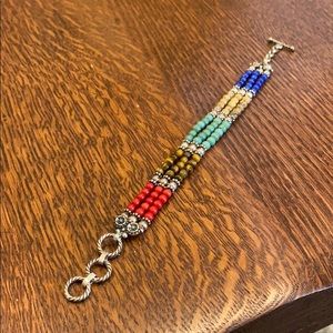 Sterling silver beaded hook bracelet